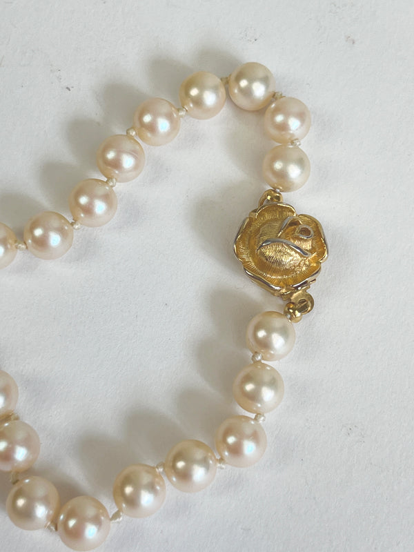 Vintage Faux Pearl & Rose Bracelet