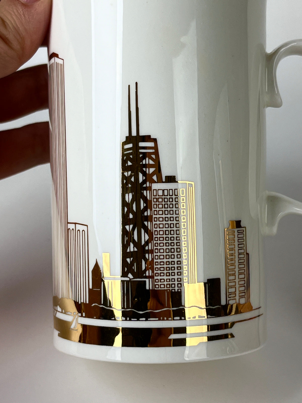 Vintage Gold-Plated Chicago Skyline Coffee Cups by Marshall Field’s