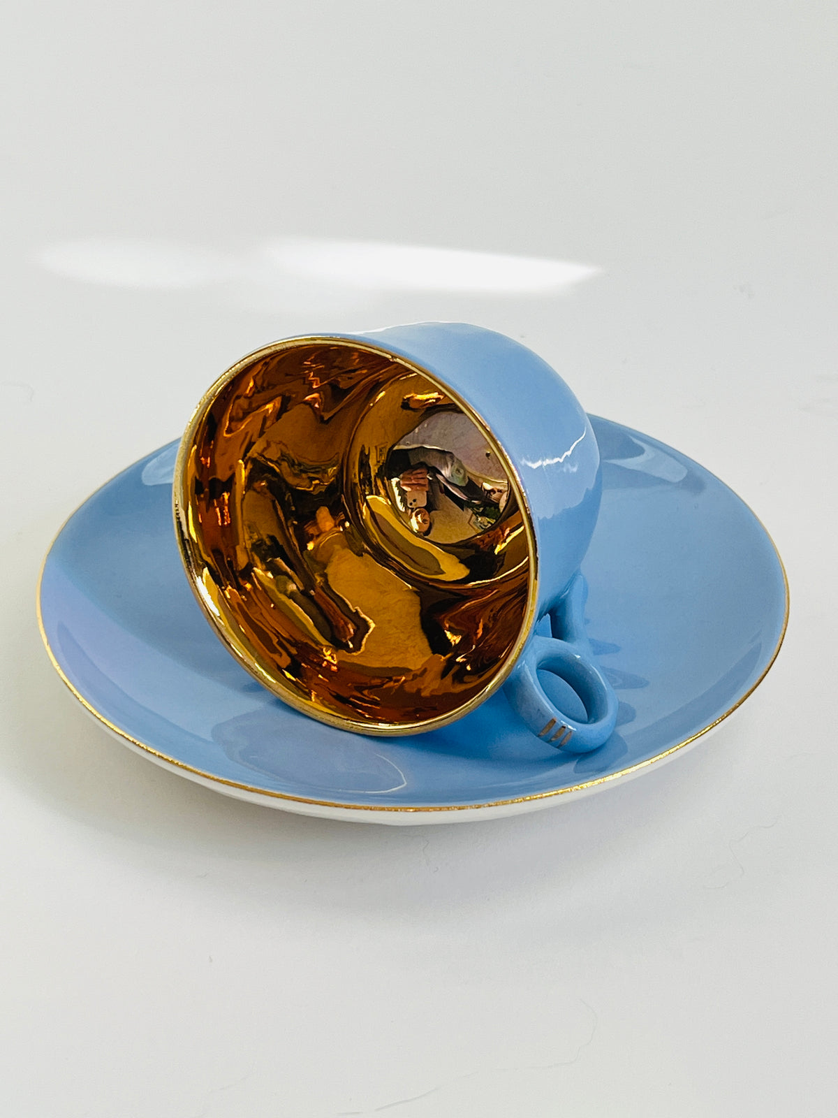 Vintage 22k Gold-Plated Porcelain Demitasse Cup & Saucer, made in Norway