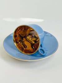 Vintage 22k Gold-Plated Porcelain Demitasse Cup & Saucer, made in Norway