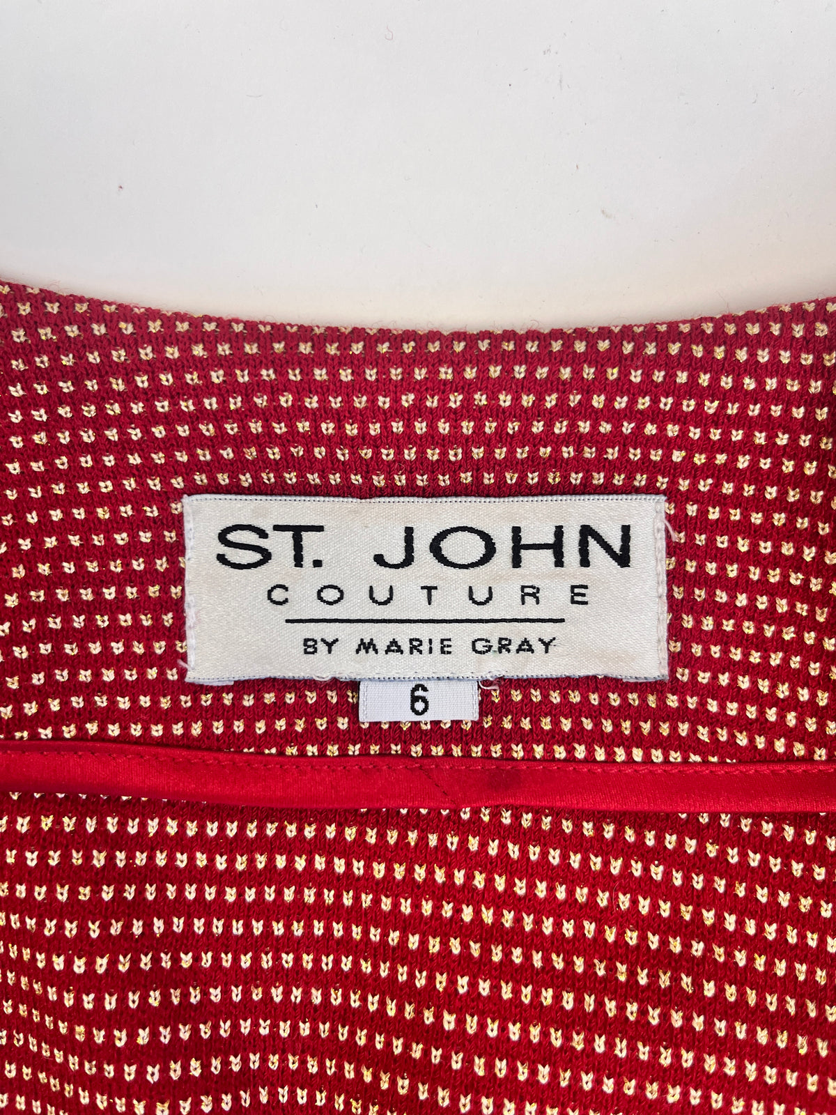 Vintage St. John Couture Red & Gold 2pc Set