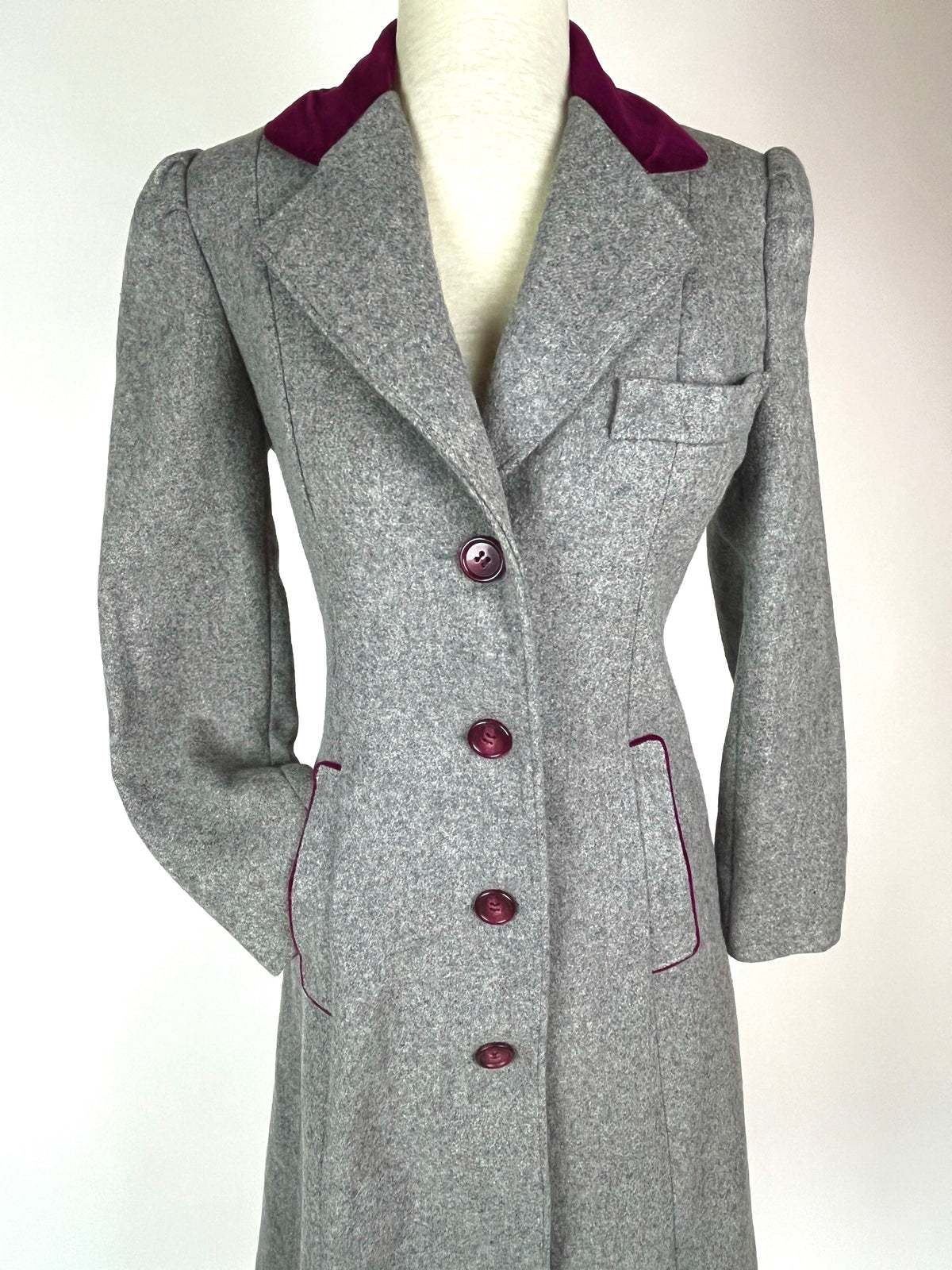 Vintage Gray & Burgundy Princess Coat