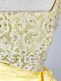 1960s Yellow & White Lace Gown