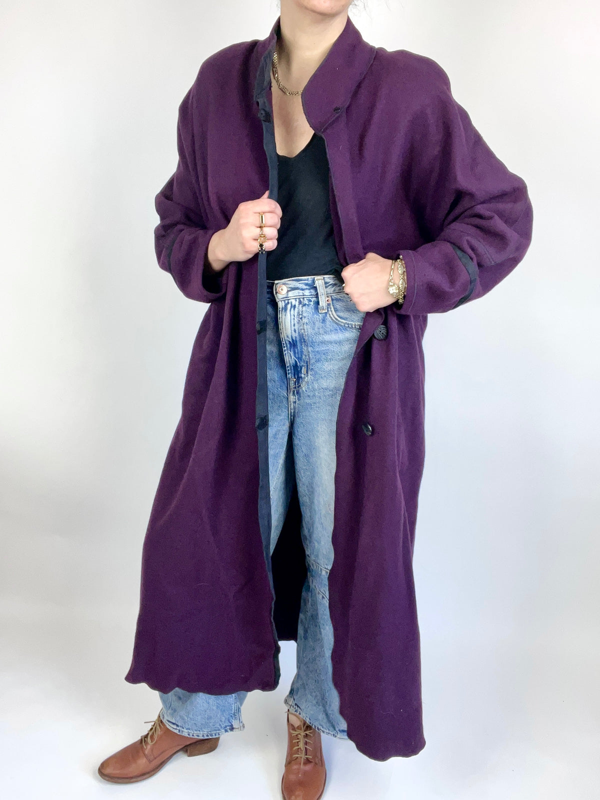 Vintage Aubergine Wool Coat