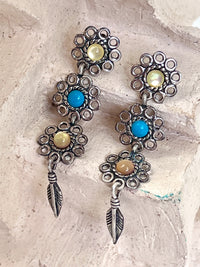 Vintage Sterling & Mother of Pearl Earrings by QT Quoc