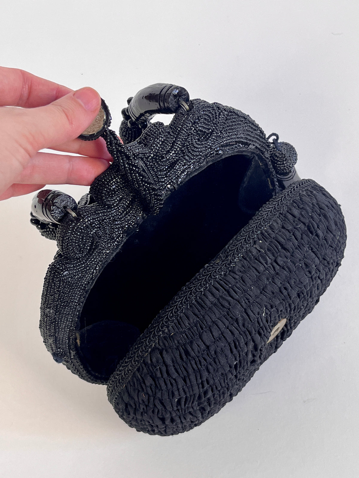 Vintage Black Beaded Butterfly Bag