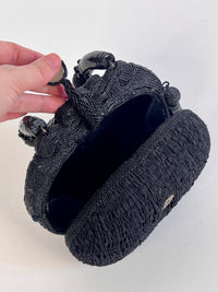 Vintage Black Beaded Butterfly Bag