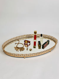 Large Vintage Filigree Mirror Tray