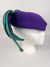 Vintage Colorblock Wool Hat with Bow