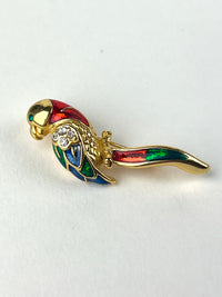 Vintage Enameled Parrot Brooch