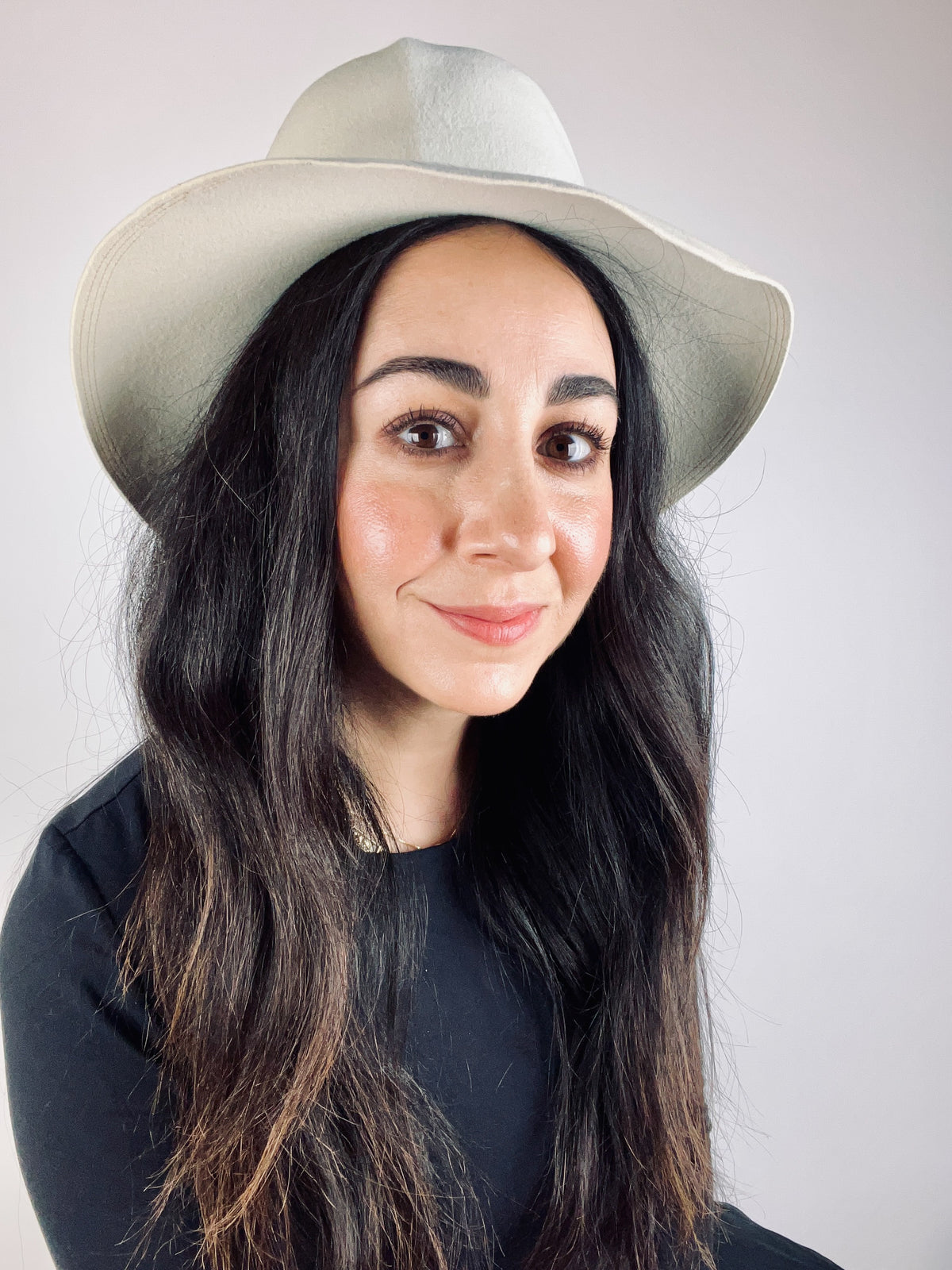 Vintage White Felted Wool Hat by Adolfo