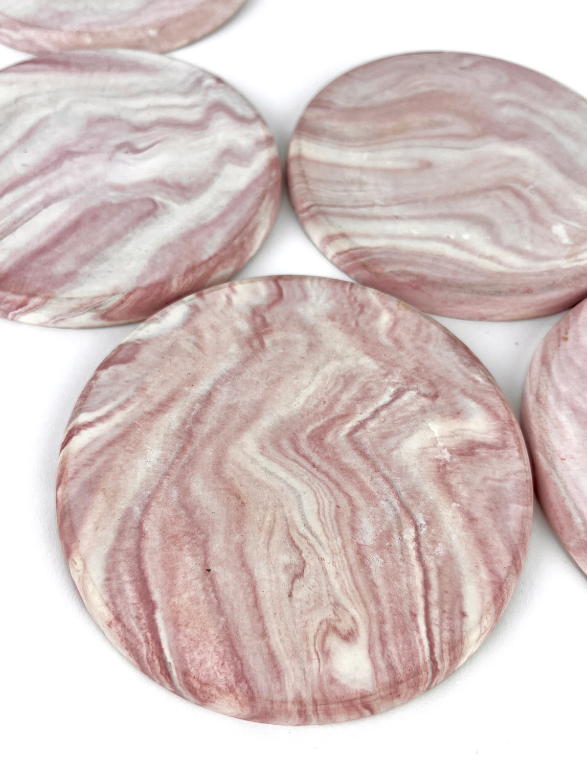 Pink Marbled Coasters in Caddy