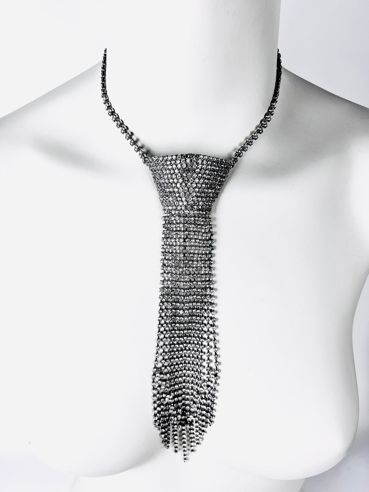 Vintage Rhinestone Tie Necklace