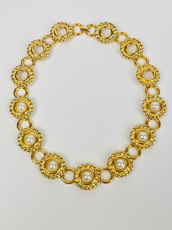 Vintage Faux Pearl Collar Necklace