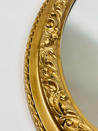 Vintage Oval Carved Wood Frame Wall Mirror