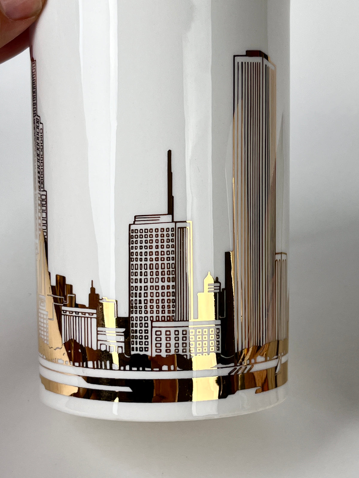 Vintage Gold-Plated Chicago Skyline Coffee Cups by Marshall Field’s