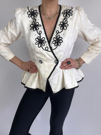 Vintage Floral Brocade Peplum Top