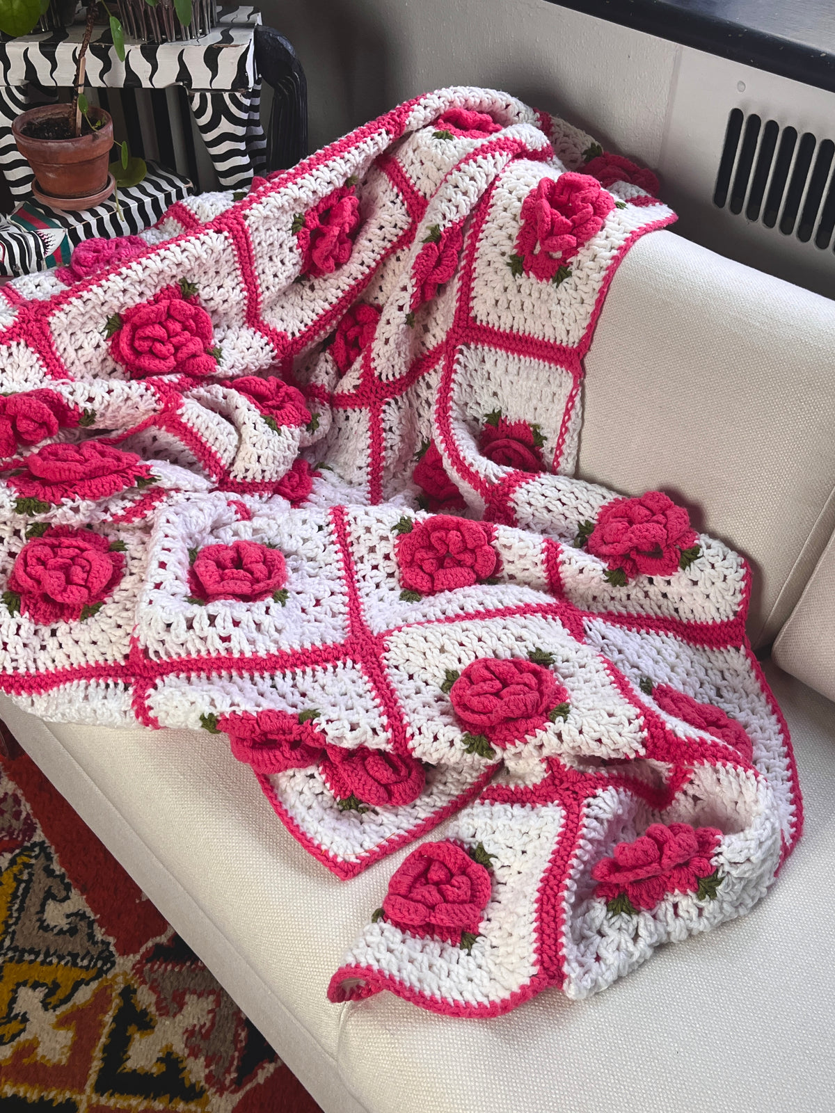 Vintage Handmade Crochet Blanket