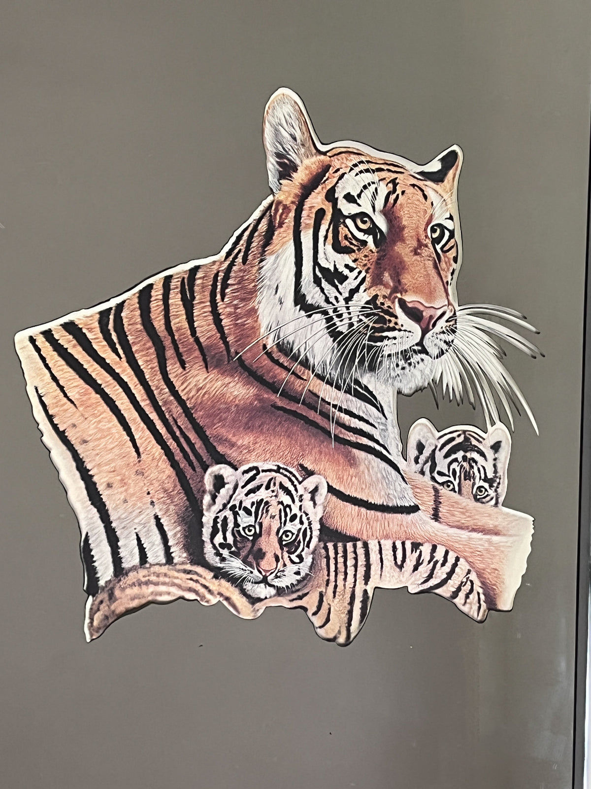 1970s Framed Tiger Art Mirror