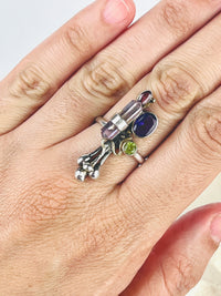 Modernist Sterling Sculptural Gemstone Ring