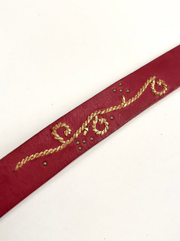 Vintage Red Leather Linea Pelle Belt