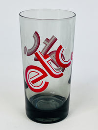 Vintage Pop Art “etc.” Smoked Glass Tumblers