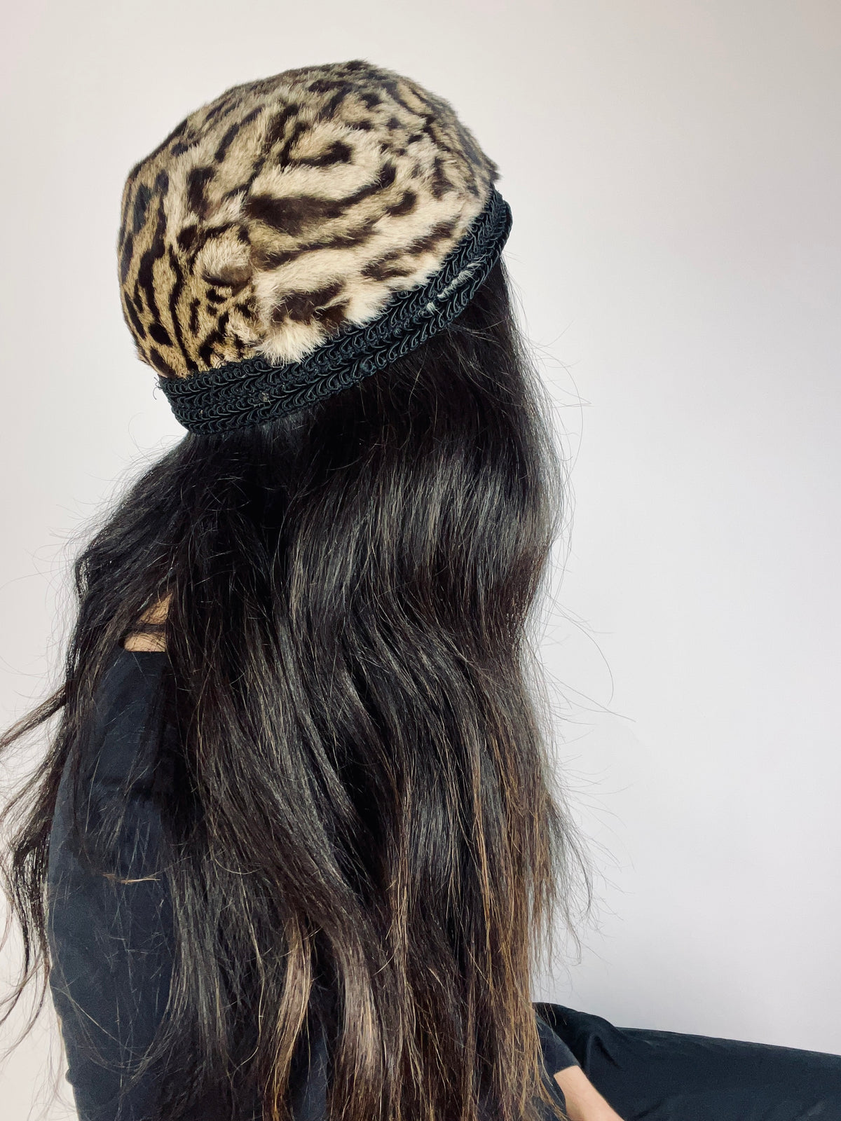 Vintage 50s Leopard-Dyed Rabbit Fur Hat