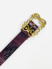 Vintage Leather Belt with Brass Buckle
