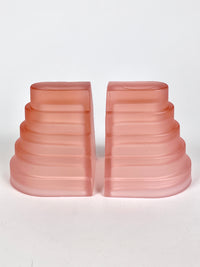 Italian Postmodern Pink Frosted Glass Bookends