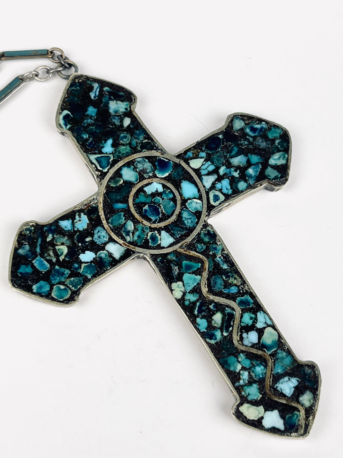 Vintage 1970s Turquoise Cross Necklace