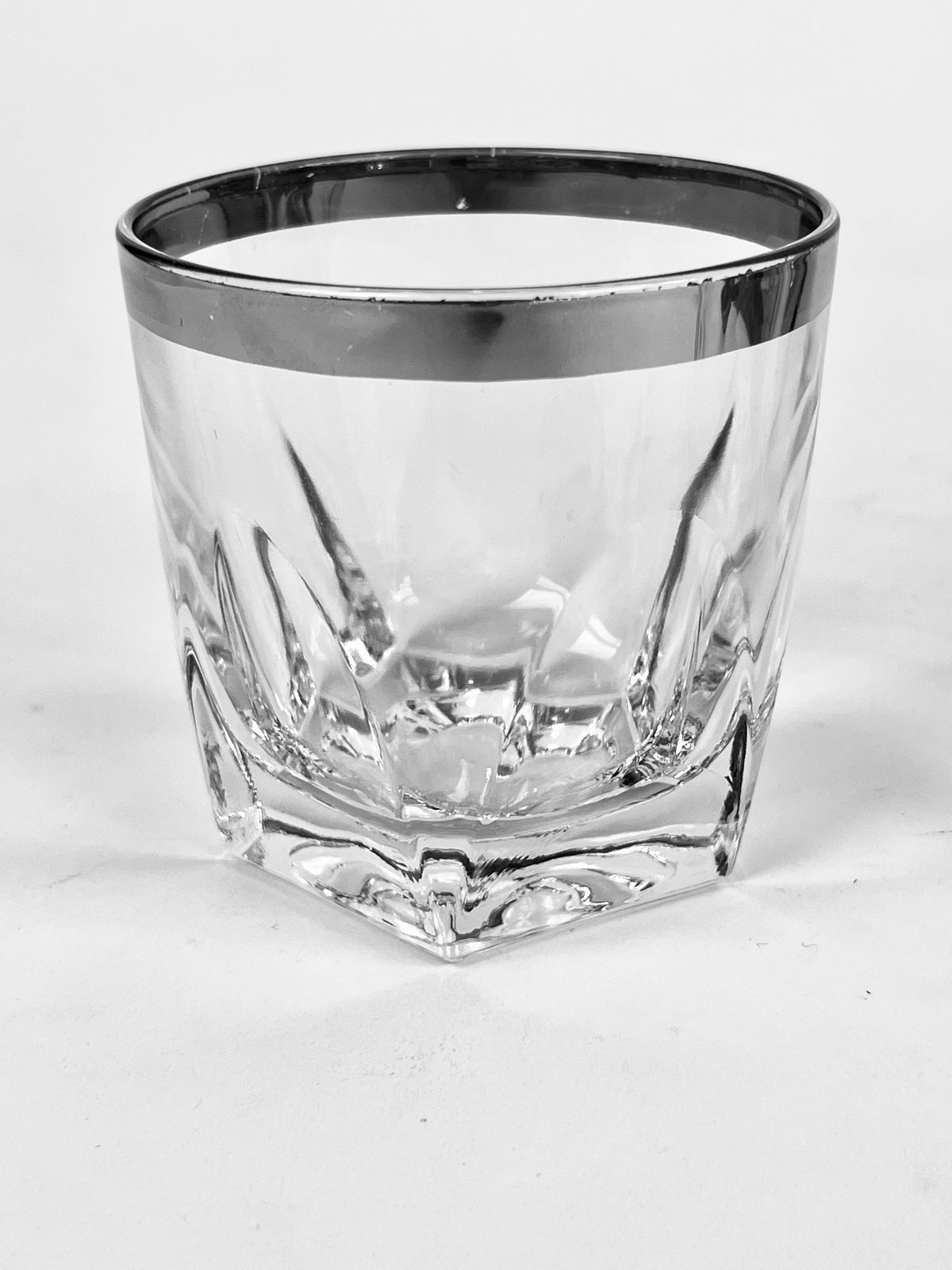 Mid-Century Modern Silver-Banded Rocks Glasses