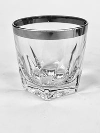 Mid-Century Modern Silver-Banded Rocks Glasses