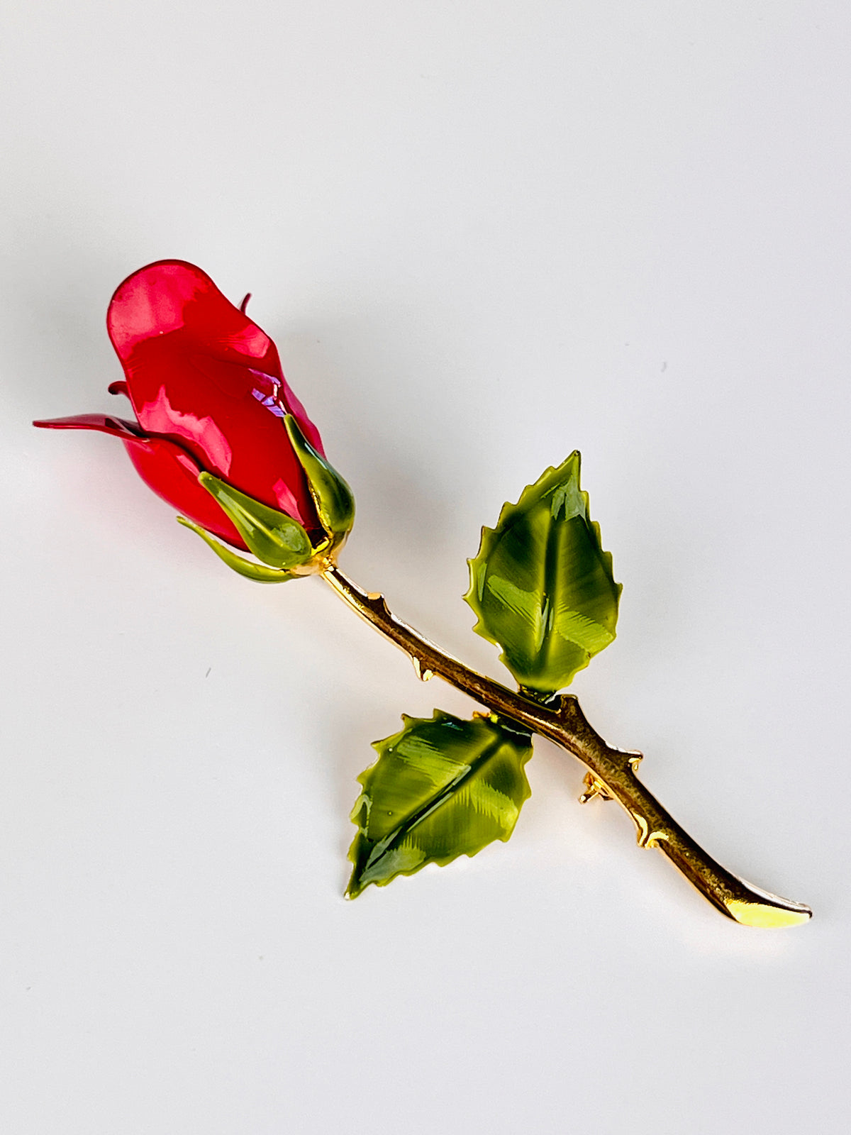 Vintage Enameled Rose Brooch