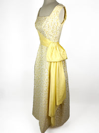 1960s Yellow & White Lace Gown