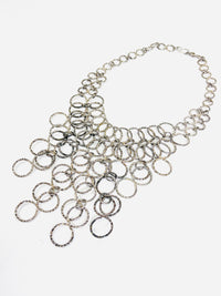 Vintage Silver Tone Bib Necklace