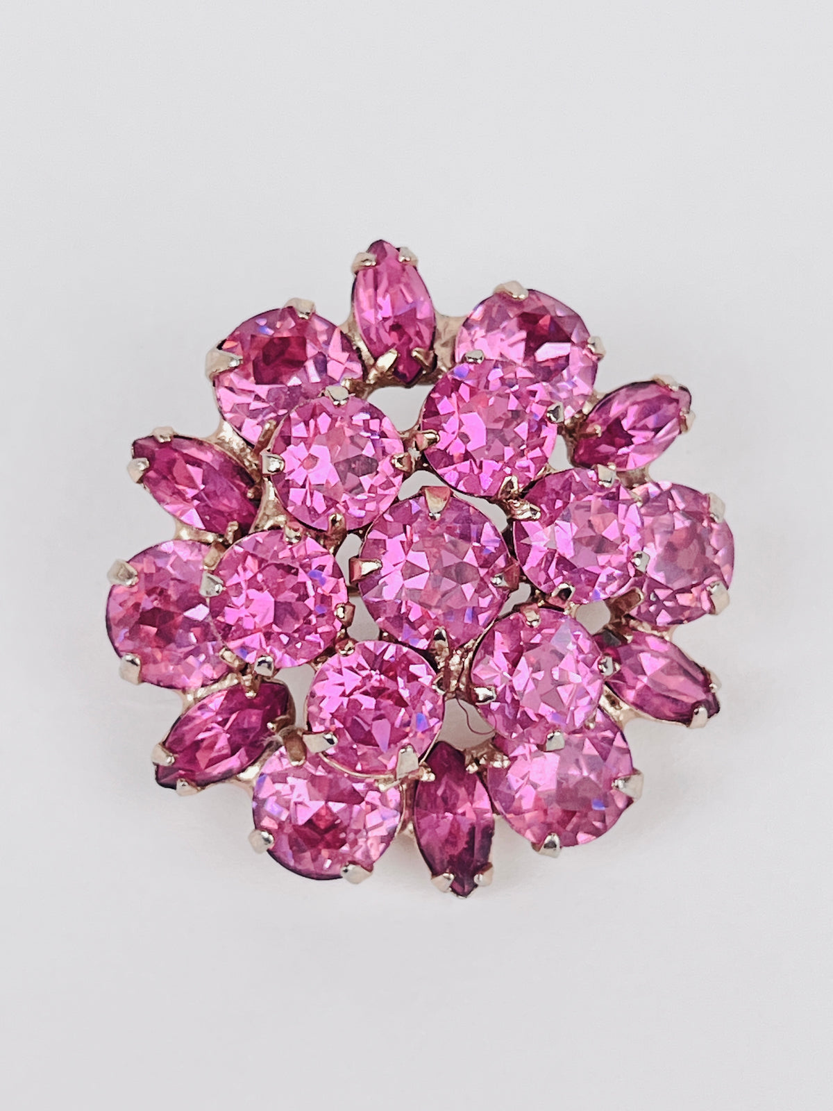 Vintage Pink Rhinestone Brooch & Earrings Set by Weiss