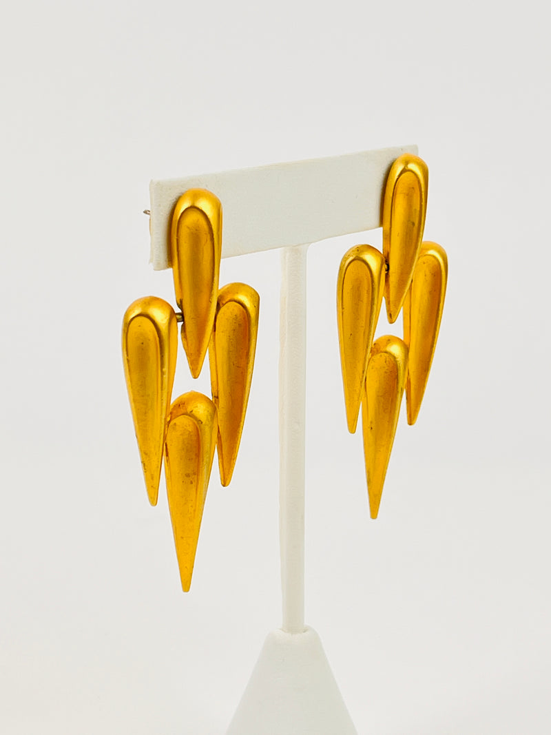 Vintage Gold Tone Statement Earrings