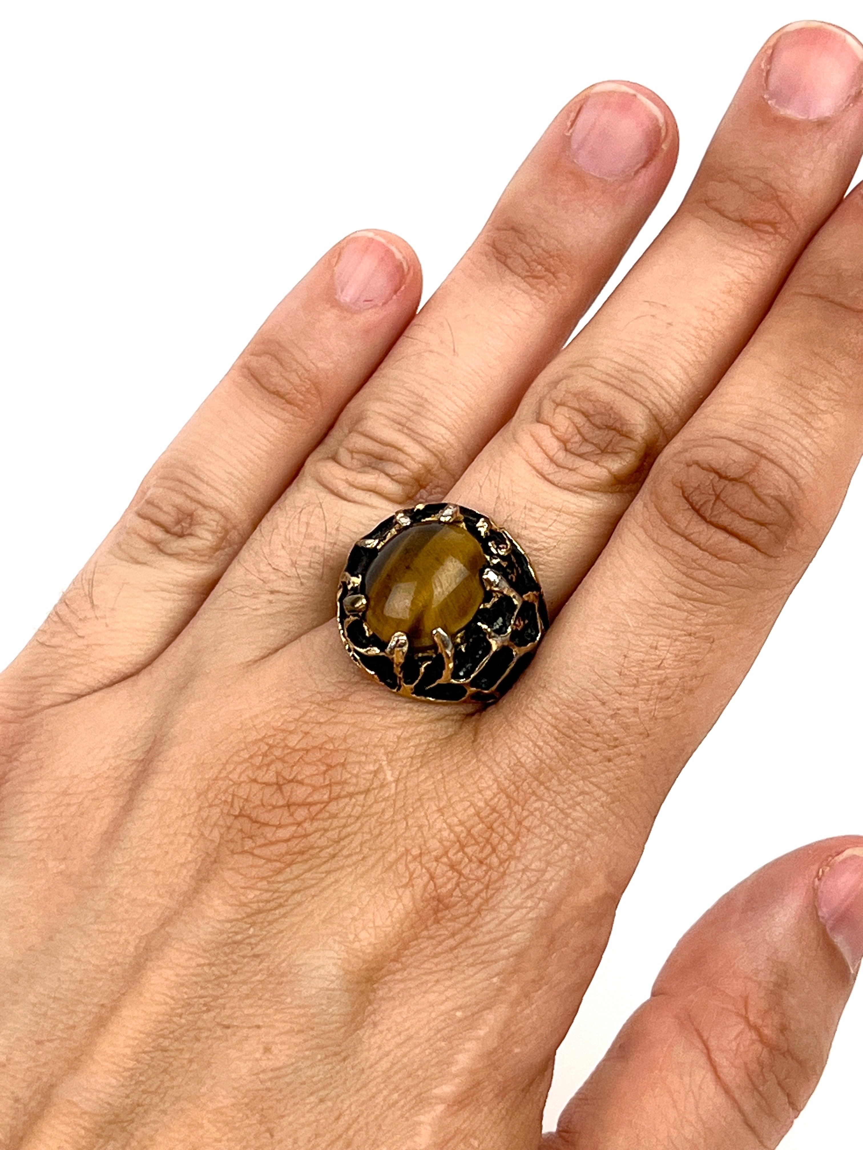 Tiger Eye Stone Color|925 Sterling Silver Tiger Eye Stone Ring - Fashion  Flower Band For Women