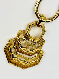 Vintage 1970s Gold Tone Pendant Necklace
