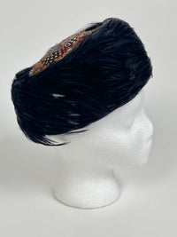 Vintage Pillbox Feather Hat