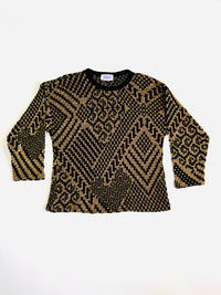 Vintage Black and Metallic Gold Knit Sweater
