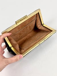 Vintage Chocolate Brown Alligator Clutch