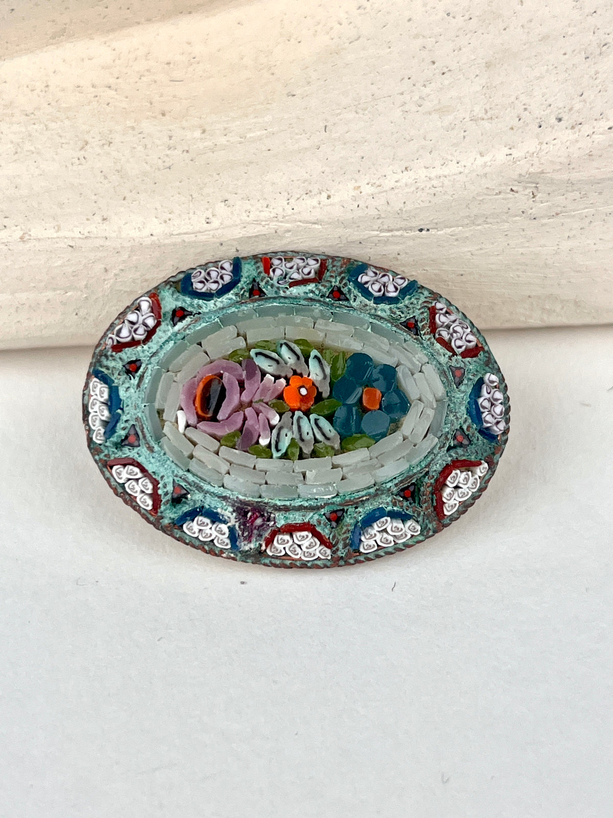 Vintage 1930s Italian Millefiori Micro-Mosaic Brooch