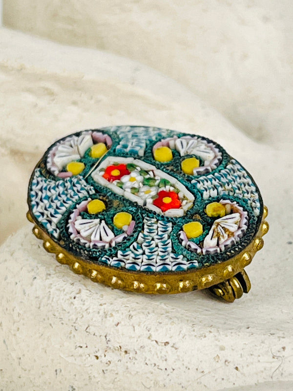 Vintage 1930s Italian Millefiori Micro-Mosaic Brooch