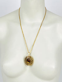 Vintage Faux Topaz Locket Pendant & Brooch