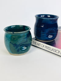 Handmade Handleless Stoneware Mugs, a Pair