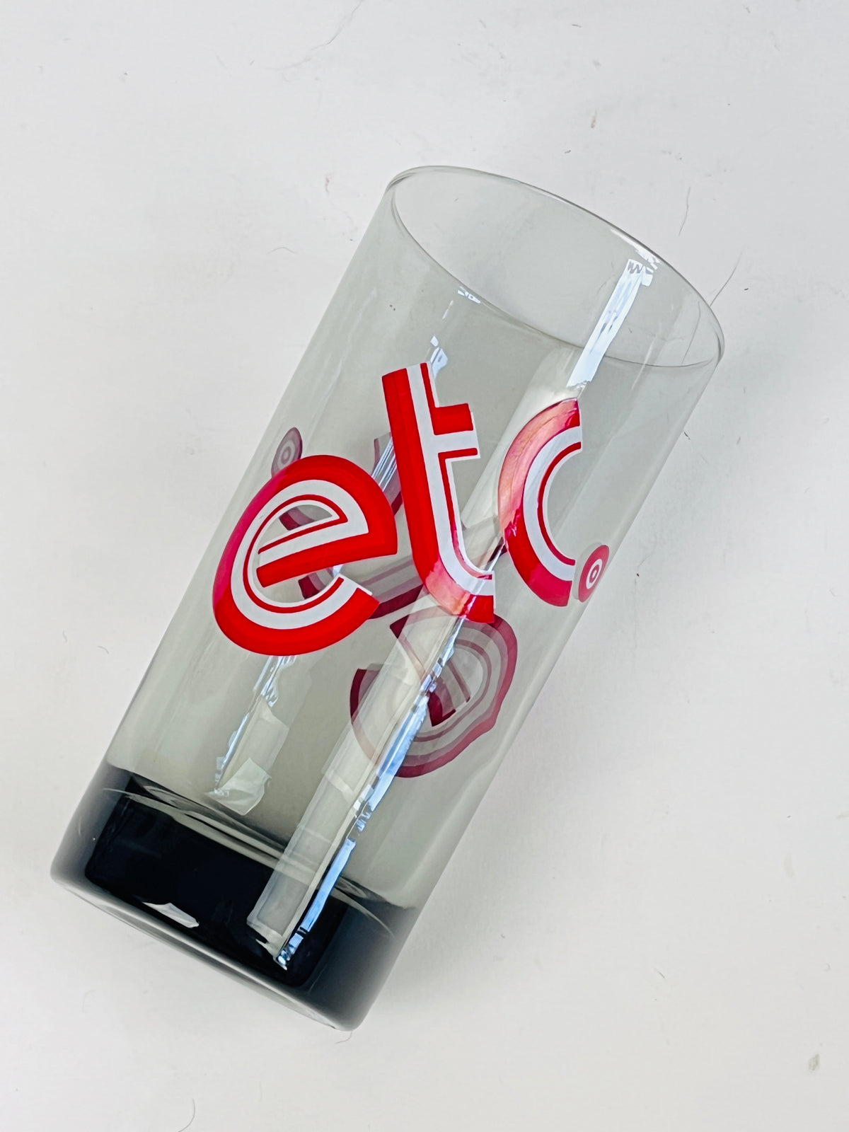 Vintage Pop Art “etc.” Smoked Glass Tumblers