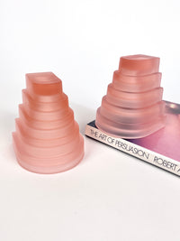 Italian Postmodern Pink Frosted Glass Bookends