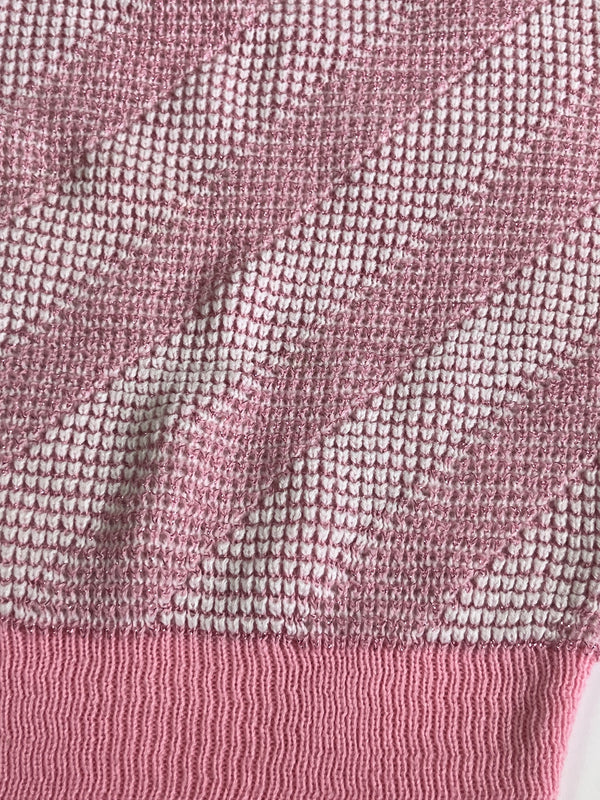 Vintage Pink and White Knit Sweater