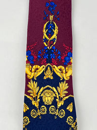 Gianni Versace Vintage 90s Jacquard Silk Tie, Baroque, Medusa, Laurel, Acanthus, Bee Design